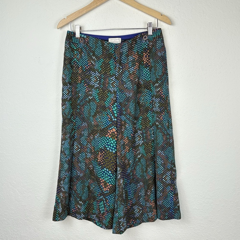 Anthropologie Womens 8 Culottes Pants Wide Leg Crop High Rise Snake Print Y2k